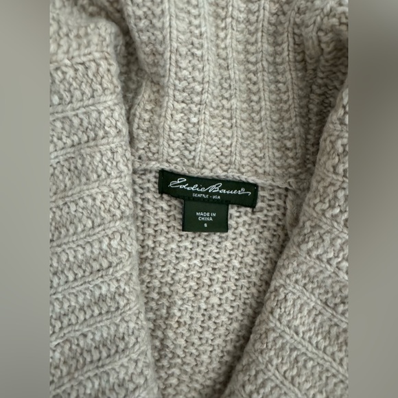 Cable Knit Eddie Bauer Sweater - oatmeal / ivory color - size S - Picture 3 of 8